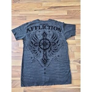Affliction Y2K Cross Graphic Distressed T‎ Shirt Sz M